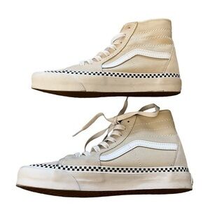 VANS SK-8 high top tapered sneakers shoes, checkerboard/ turtledove